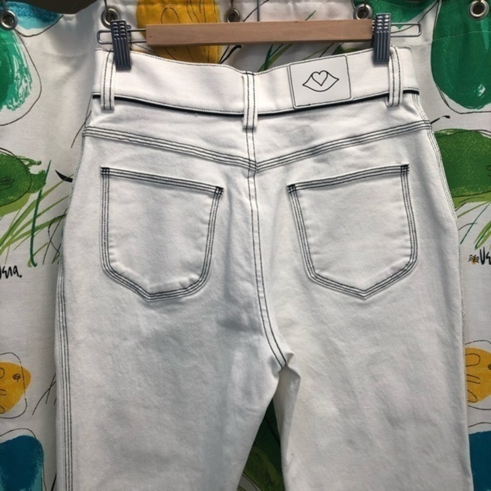 See By Chloe White High-Rise Flare Jeans with Contrast Stitching - Picture 6 of 15